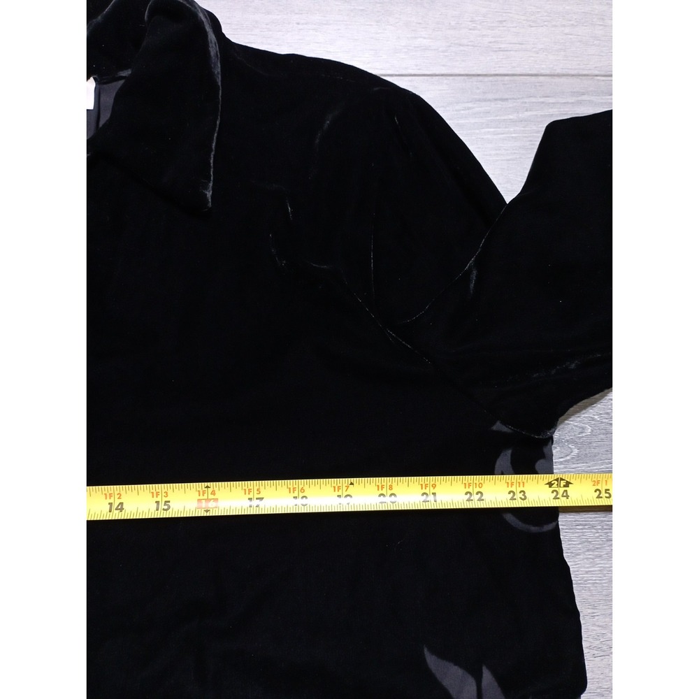 Morocco's Mostafa Benkirane Blouse Womens 2XL Black Velvet Floral Burnout - Picture 5 of 8